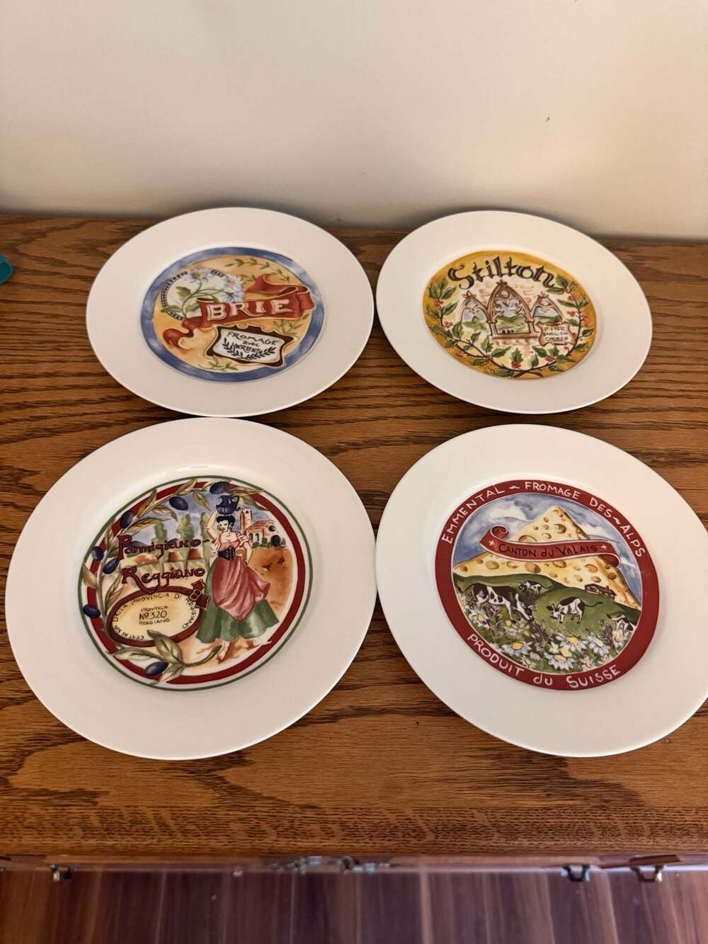 Set of 4 Restoration Hardware 2000 Classic Cheese Design Salad Plates